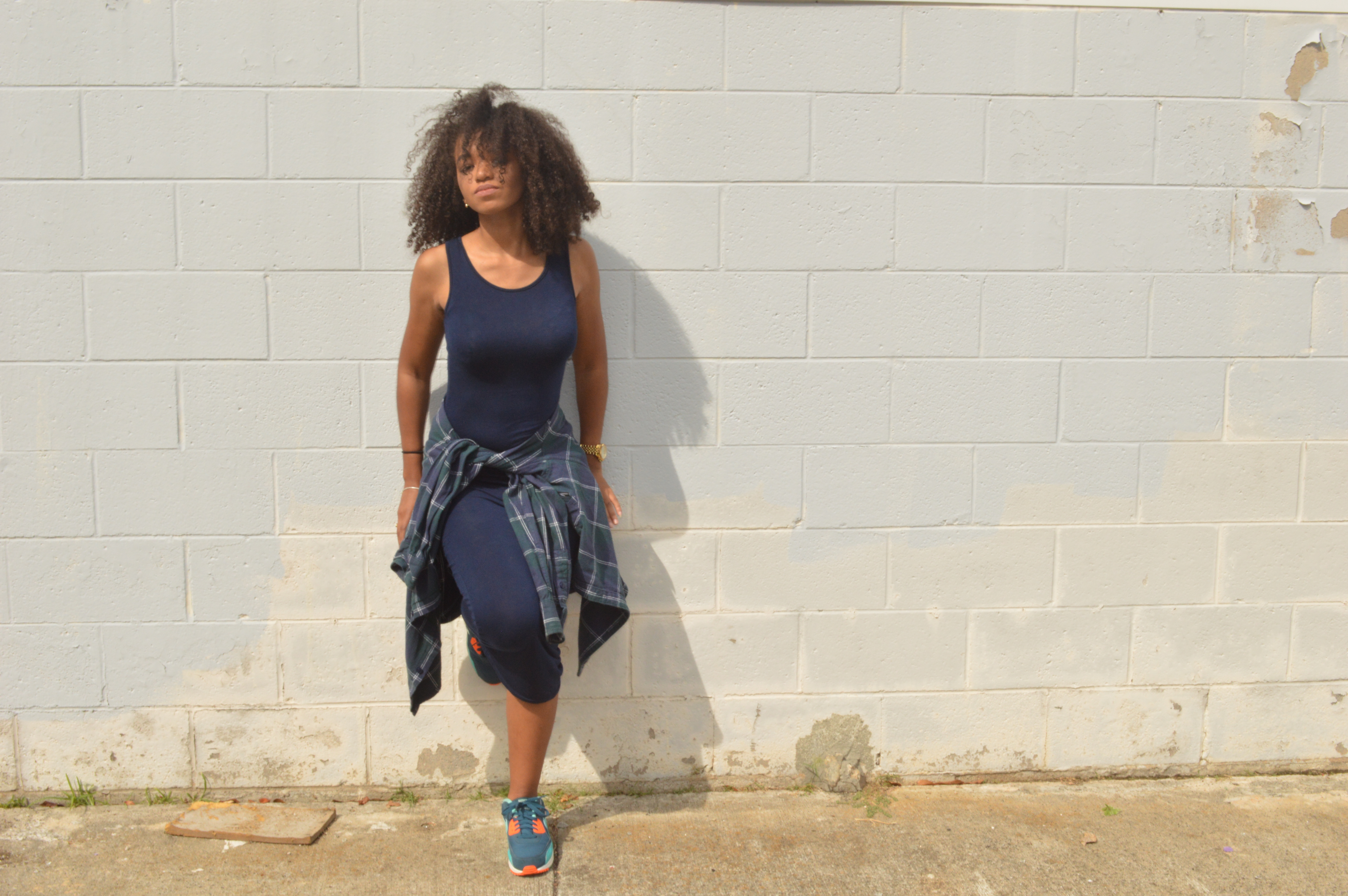 taylor augusta navy and plaid fashion look the hundreds nike airmax