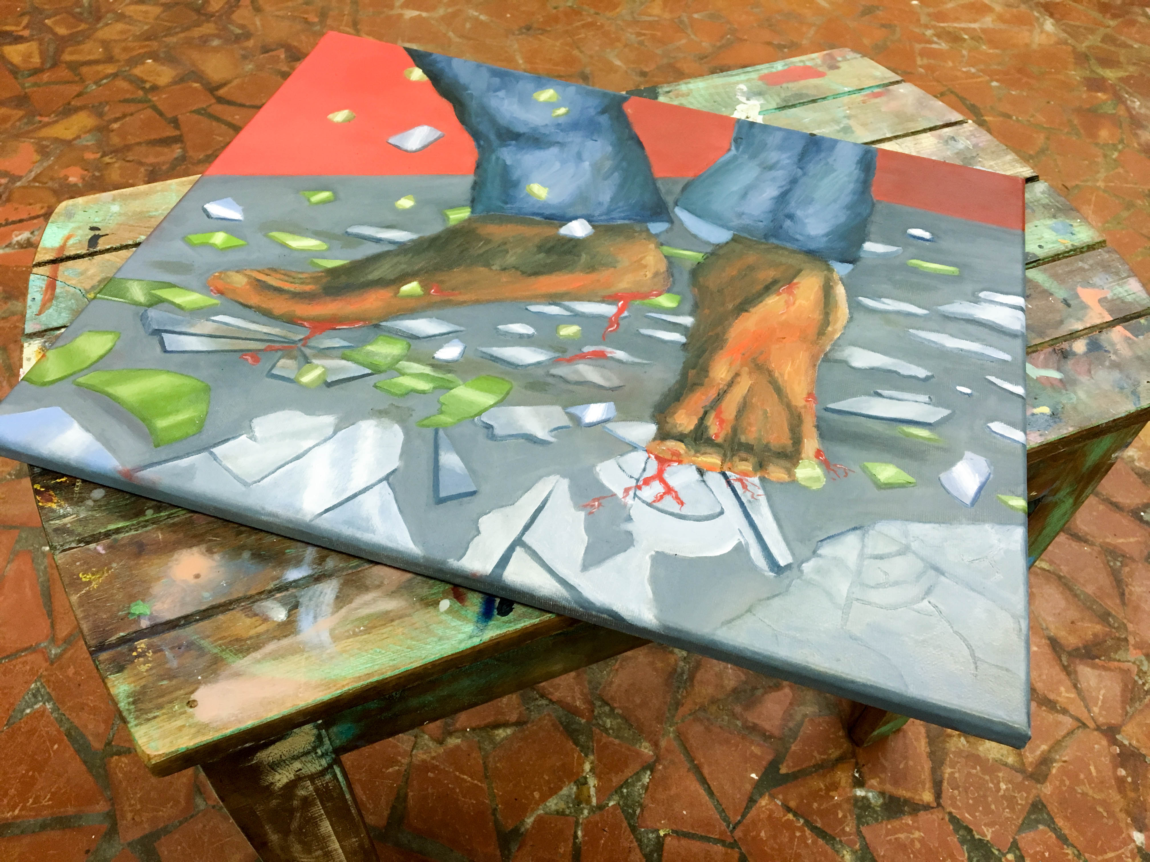 Dancing On Broken Glass oil painting Taylor Augusta art 16x20 black culture taydreaming