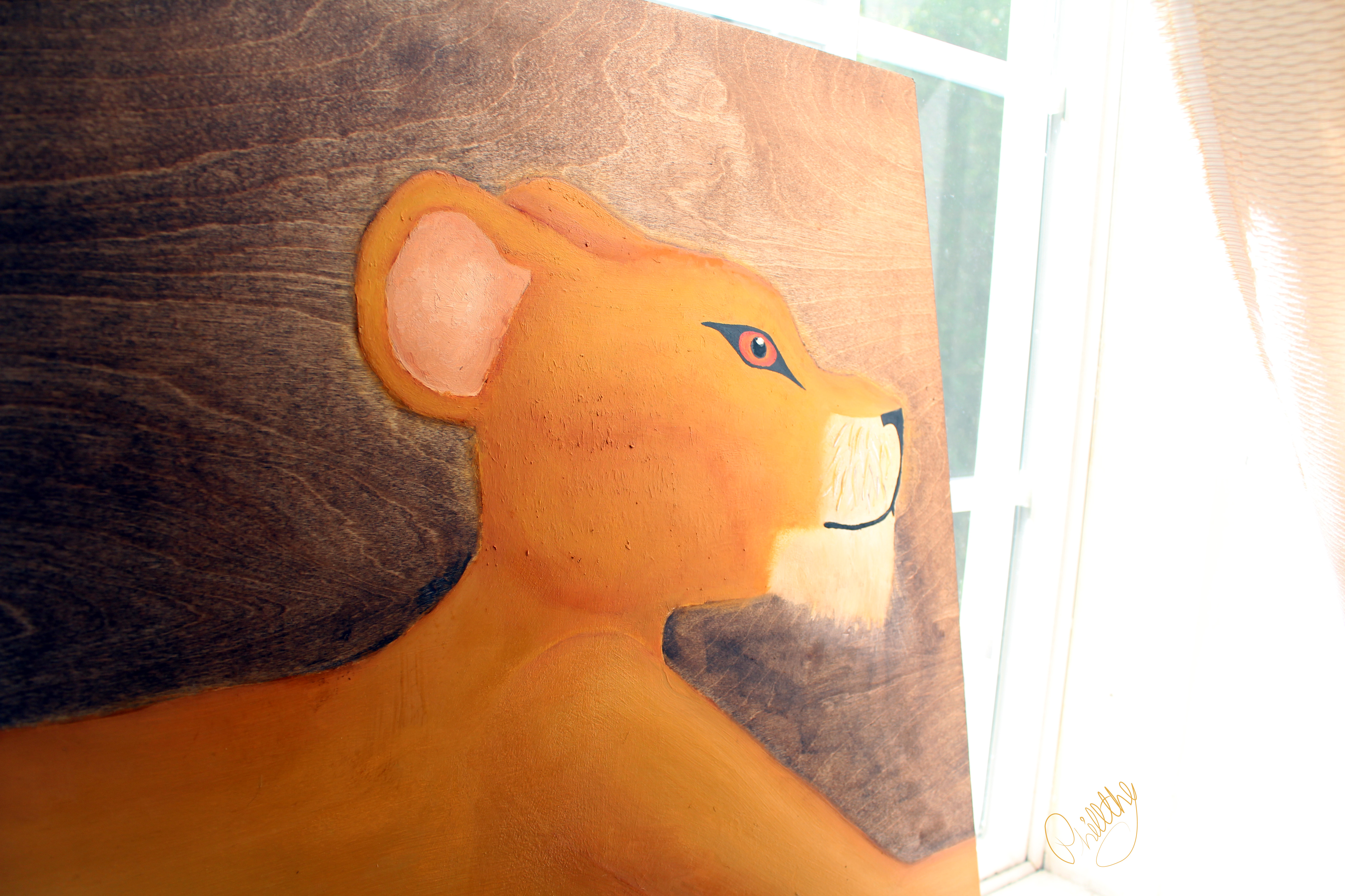 lioness with a fatty oil on canvas painting taylor augusta